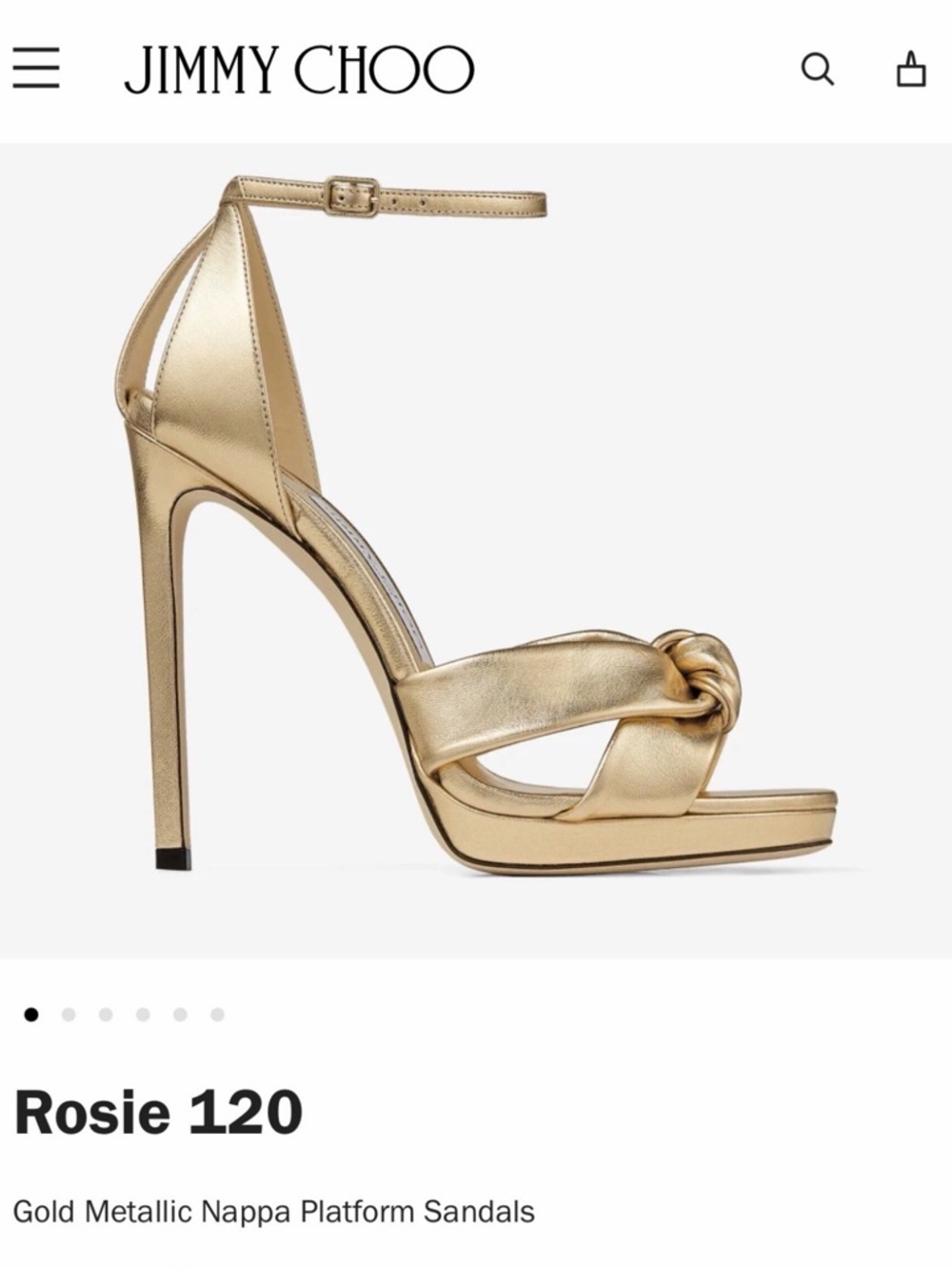 Jimmy Choo Gold Knotted Ankle-Strap Stiletto Sandals